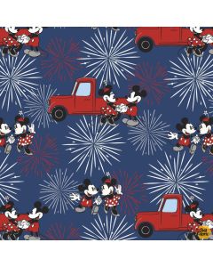 Disney: Mickey Minnie Patriotic Blue (Metallic) -- Springs Creative 69981-B110710 - 2.5 yards remaining