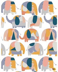 Forget Me Not: Elephants White -- Dear Stella 1713 white - 2 yards 32" remaining