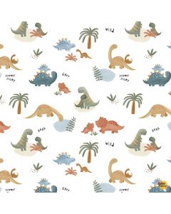 I Dig You: I Dig You Dinosaurs - Dear Stella Design stella-d2737 white - 2 yards 13" + FQ remaining