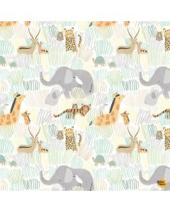 Grasslands: Jungle Animals Grassland - Dear Stella Designs stella-D2929 white