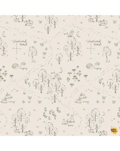 Willow: Woodland Map Gardenia - Dear Stella Fabric stella-dcj3013 gardenia