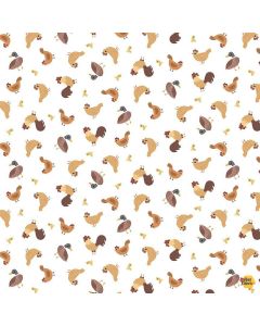 Homestead: Yolks On You Chickens Roosters - Dear Stella Designs stella-dlt2794 white 