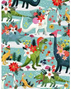 Fantastical Holiday: Rebel Without A Claus Rawring Holidays Dinosaurs -- Dear Stella Designs stella-dmb1849 multi  