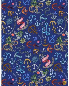 You're A Catch: Anchors Navy -- Dear Stella Designs stella-dmb2139 navy