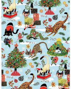 Not Ameowsed: Pixie Play Cats Mist -- Dear Stella Fabrics dmb2225 mist