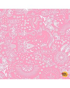 Music Box: Once Upon a Time - Dear Stella Fabric Stella-1492 begonia - 3 yards 6" remaining