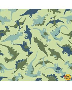 Follow My Footprint: Dinosaurs Light Green -- Stof Fabrics 4501-578