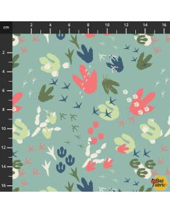 Follow My Footprint: Dinosaur Footprints Turquoise -- Stof Fabrics 4501-583