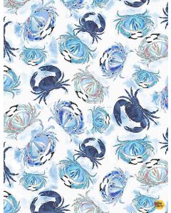 Ocean Blue: Crabs -- Timeless Treasures Fabrics Thomas-cd1302 white
