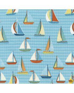 Gail: Splish Splash Sailboats Aqua - Timeless Treasures gail-c4764 aqua - 2 yards 10" + FQ remaining