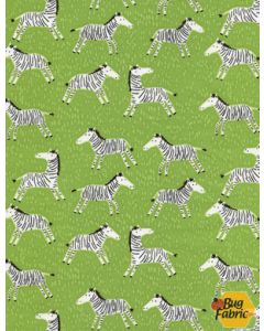 Fun: Born to be Wild Zebras Green - Timeless Treasures fun-c4937 green