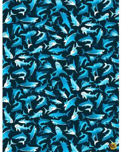 Small World: Mini Sharks -- Timeless Treasures gail-cd8896 navy