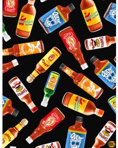 Food: Tossed Hot Sauce - Timeless Treasures gm-c6955 black - 34" remaining
