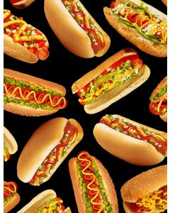 Food: Hot Dogs -- Timeless Treasures michael-c6976 black