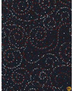 Land of the Free: Swirly Stars Navy -- Timeless Treasures moon-c5526 navy 