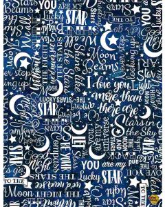 I Love You to the Moon and Back: Stars Text White -- Timeless Treasures star-c8352 white
