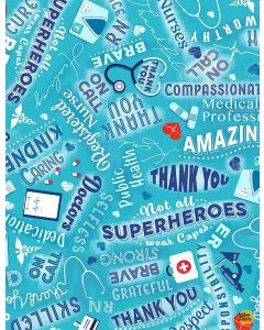 Everyday Heroes: Medical Heroes Aqua -- Timeless Treasures thanks-c8419 aqua 