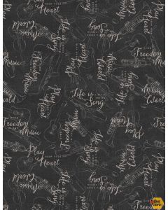 Musical Gift: Word Toss Black - Wilmington Prints 16522-992 - 1 yard 19" + FQ remaining