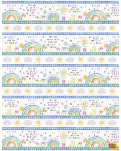 Raindrops & Sunshine: Rainbow Border Stripe -- Wilmington Prints 68549-149 - 23" remaining