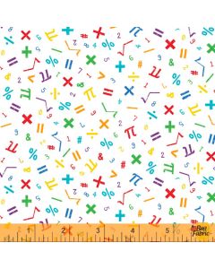 Its Elementary: Math Symbols White -- Windham Fabrics 52041-4