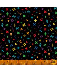 Its Elementary: Math Symbols Black/Multi -- Windham Fabrics 52041-5