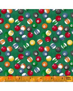 Man Cave: Billiard Balls Green -- Windham Fabrics 52412-3 - 1 yard 35" remaining
