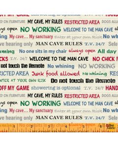 Man Cave: Rules Cream Words -- Windham Fabrics 52414-4