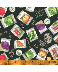 Certified Delicious: Seed Packets Black - Windham Fabrics 52442-3