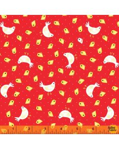 Farm Friends: Chicks and Chickens Red -- Windham Fabrics 52613-4
