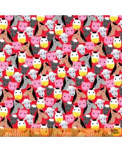 Farm Friends: Farm Faces Red -- Windham Fabrics 52614-4