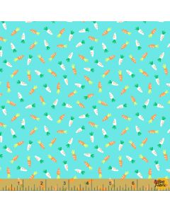 Farm Friends: Carrots Aqua -- Windham Fabrics 52615-7