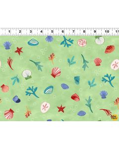 Sanibel: Sea Shells Light Olive -- Clothworks y3206-23 - 2 yards 13" remaining