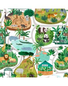 Ticket to the Zoo: Trail Map White  -- Clothworks Fabrics y3528-1 - 2 yards remaining