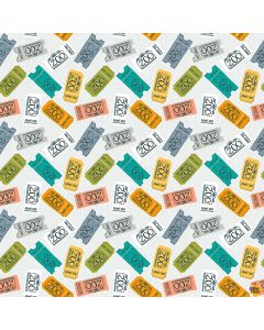 Ticket to the Zoo: Ticket Stubs White -- Clothworks Fabrics y3531-1