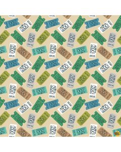 Ticket to the Zoo: Ticket Stubs Dark Butter -- Clothworks Fabrics y3531-60