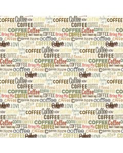 YAY! Coffee! Words Cream -- Clothworks Textiles y3657-57