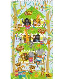 Jungle Drums: Treehouse Panel (2/3 yard) -- Clothworks Textiles y3734-87