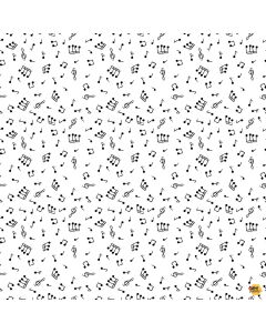 Jungle Drums: Music Notes White -- Clothworks Textiles y3739-1