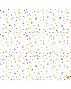 Jungle Drums: Music Notes Multi -- Clothworks Textiles y3739-55