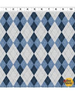 Fore! Golf Argyle Light Pewter -- Clothworks Textiles y3749-118