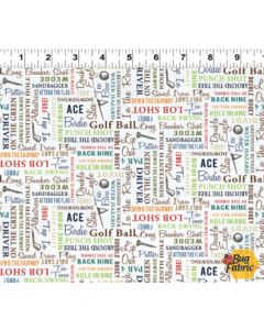 Fore! Golf Words Multi Color -- Clothworks Textiles y3751-55