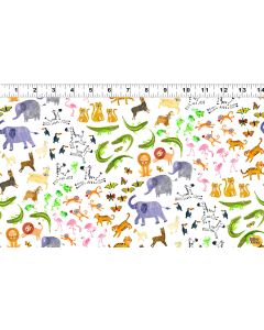 Colorama: Mini Menagerie White -- Clothworks Textiles y3807-1 