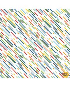 Beep Beep! Diagonal Lines White -- Clothworks Textiles y3894-1