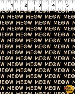 Purrfection: Meows Black -- Clothworks Textiles y3976-3 