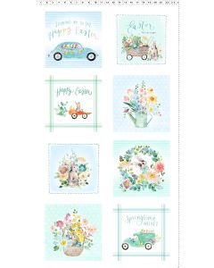 Spring Has Sprung: 9" Spring Blocks (2/3 yard panel) -- Clothworks y4006-1