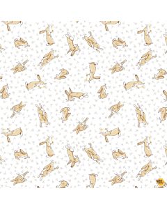 Guess How Much I Love You 2024: Tossed Bunnies White -- Clothworks Textiles y4247-1
