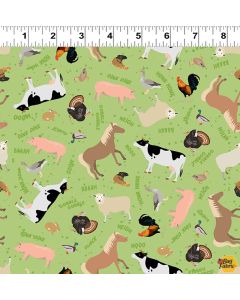 Let's Go!  Farm Animals Green - Clothworks y4468-21
