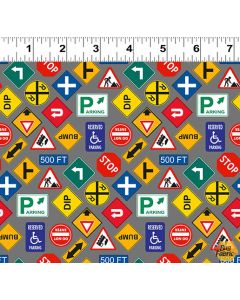 Let's Go!  Signs Gray - Clothworks y4469-6