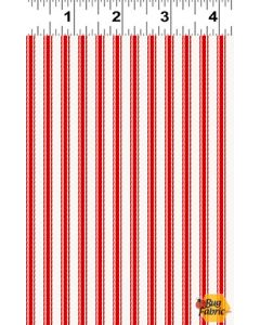 Let's Go!  Stripe Red - Clothworks y4470-82