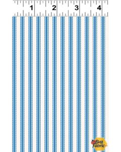 Let's Go!  Stripe Blue - Clothworks y4470-90
